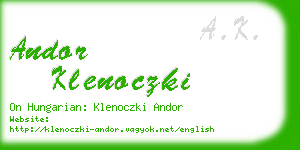 andor klenoczki business card
